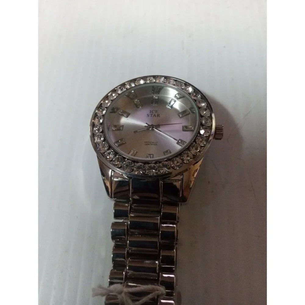 Men Hip Hop Iced Silver Plated  Bling Simulated Diamond Rapper Watch